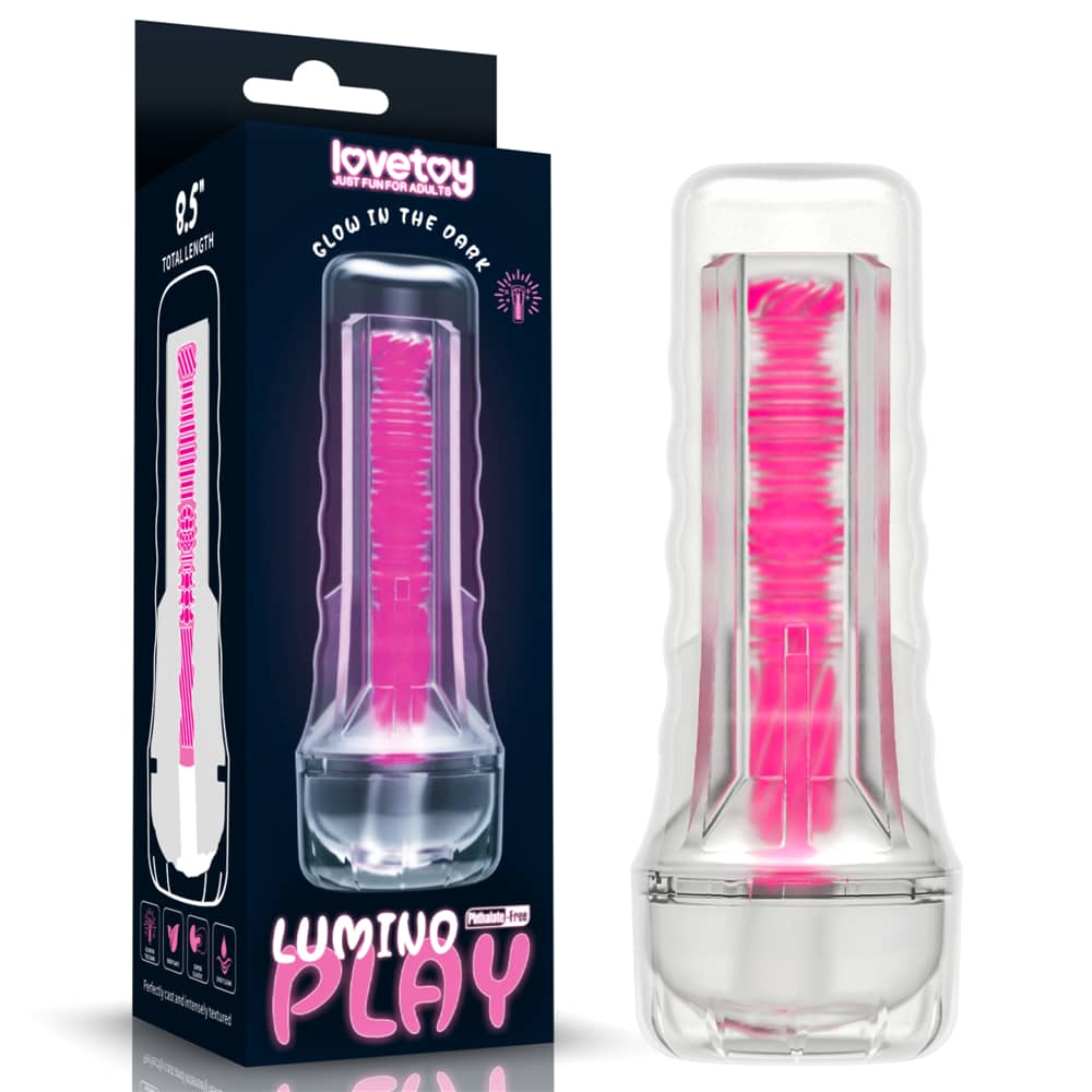 LOVETOY - 8.5'' Glow in the Dark Masturbator - Pink Glow