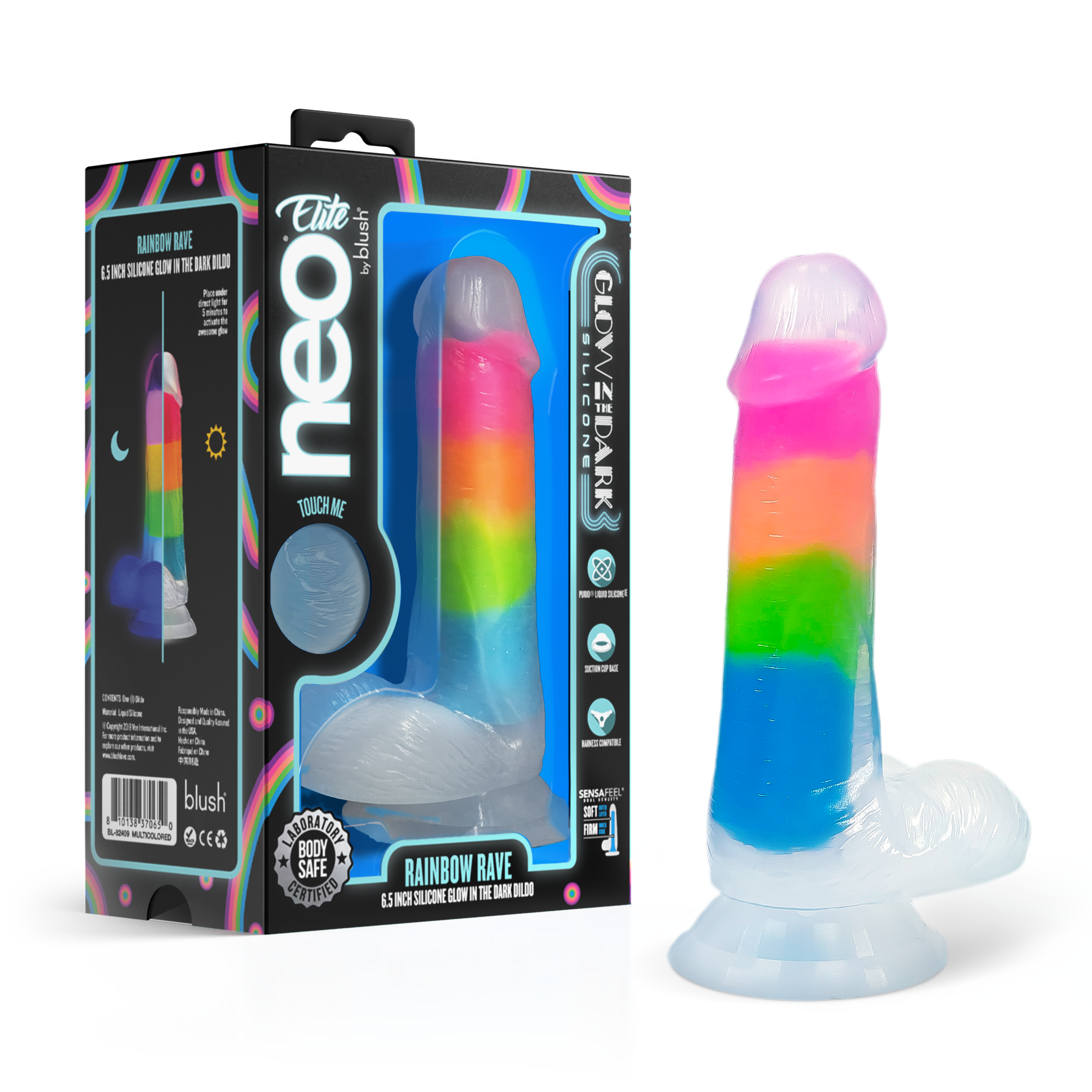 Blush - Neo Elite - Glow in the Dark - Rainbow Rave - 6.5 Inch